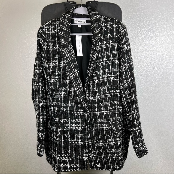 The Drop Jackets & Blazers - The Drop Black and White Plaid Women's Blazer Size XXL